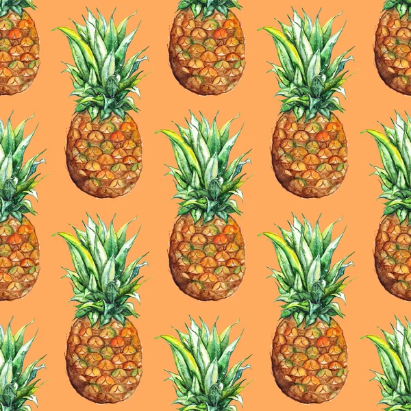 Acquerello ananas esotico frutta tropicale senza soluzione di continuità modello texture sfondo — Foto Stock