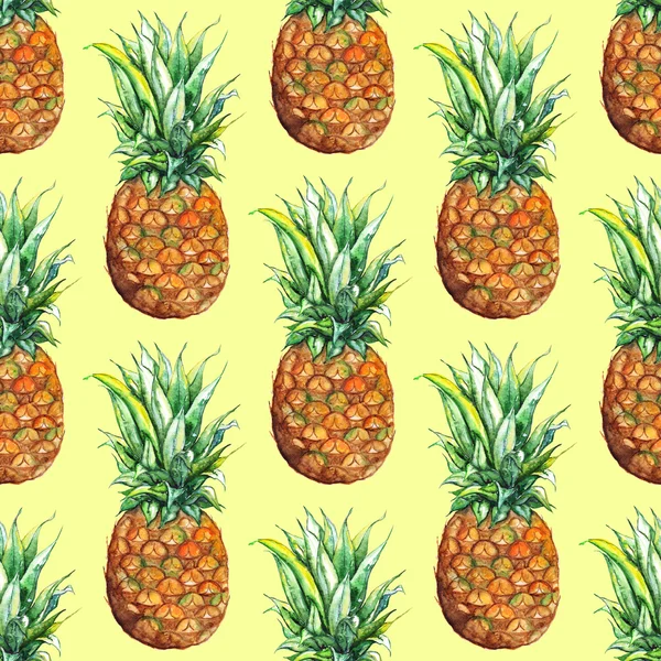 Acquerello ananas esotico frutta tropicale senza soluzione di continuità modello texture sfondo — Foto Stock