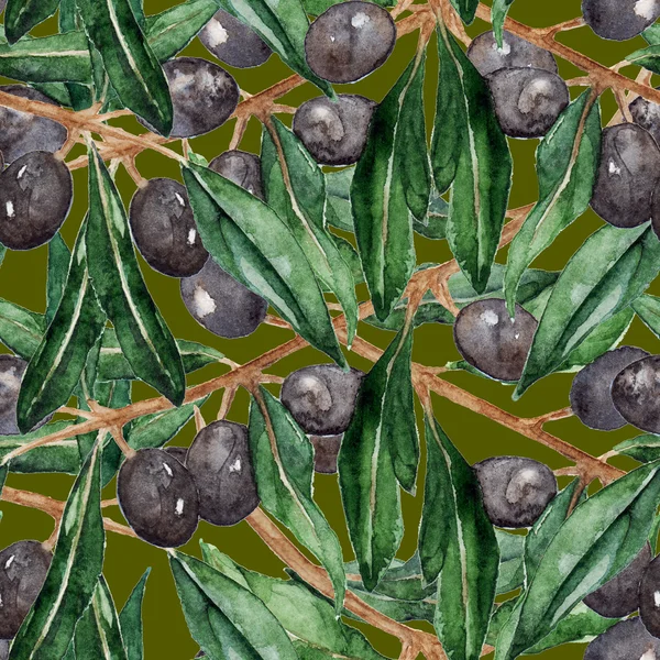 올리브 oliva 분기 원활한 패턴 질감 배경 — 스톡 사진