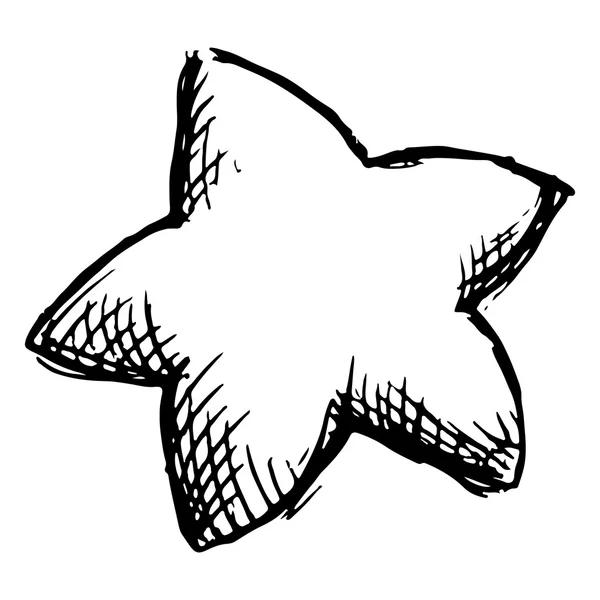 Monochrome dessin animé étoile croquis vectoriel ligne art — Image vectorielle