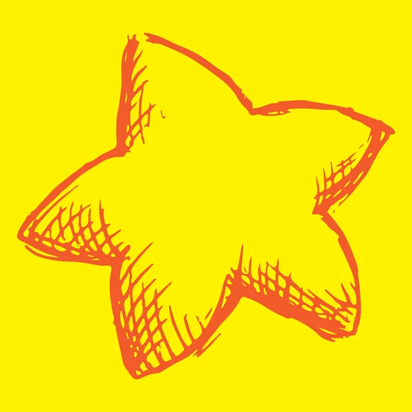 Мультфільм жовта помаранчева зірка ескізної лінії чорнила мистецький вектор — стоковий вектор