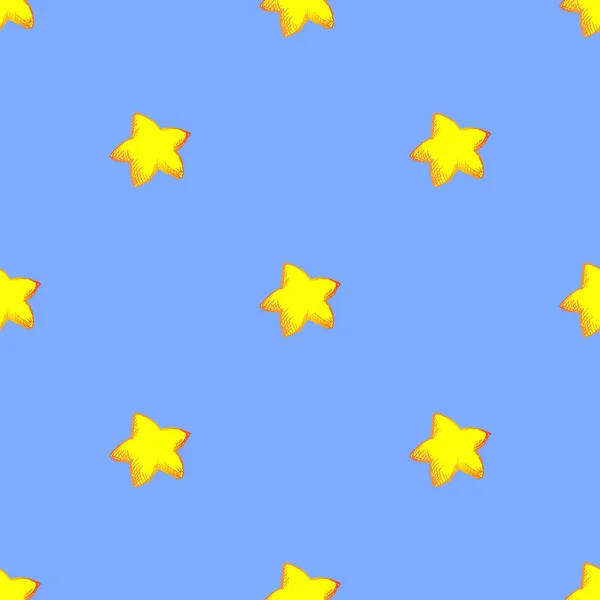 Cartoon star sketch ink line art seamless pattern vector