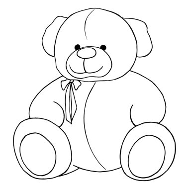 Çizgi film çok güzel bir oyuncak ayı oyuncak tek renkli vektör Hat sanatı izole