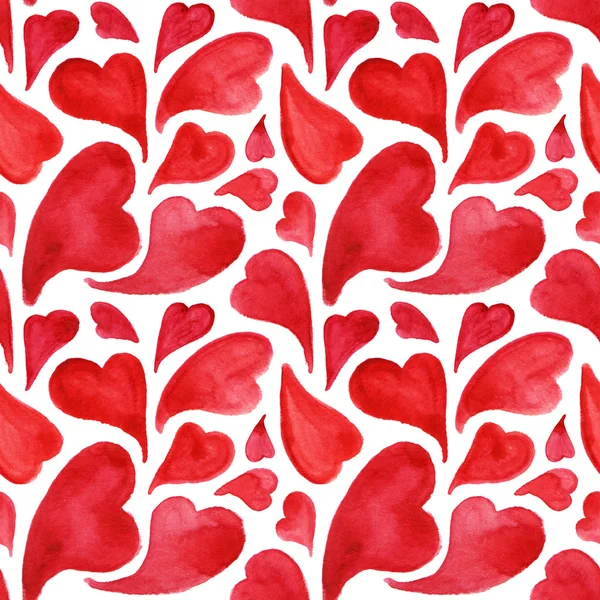 Aquarell rote Herzen Heiliger Valentinstag nahtloses Muster — Stockfoto