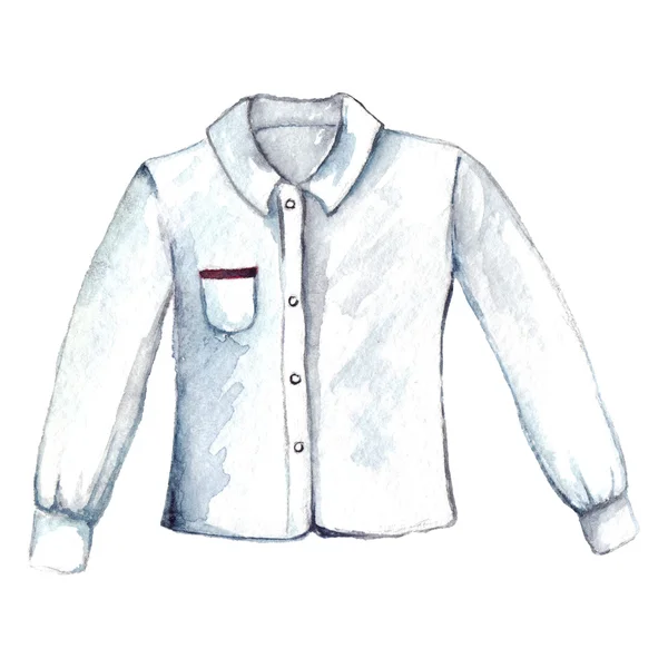 Akwarela biały koszula bluzka z długim rękawem na białym tle — Zdjęcie stockowe