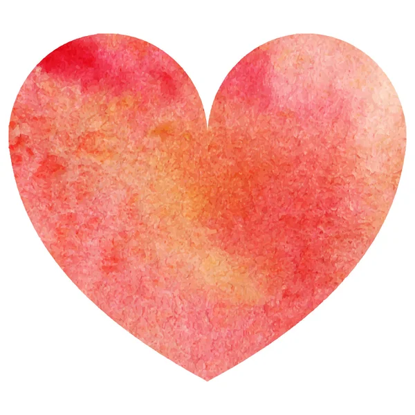 Aquarel rood oranje hart love symbool geïsoleerde vector — Stockvector
