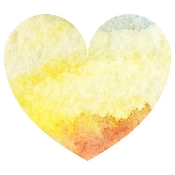 Watercolor yellow sand sea sky heart love symbol isolated vector — Stock Vector