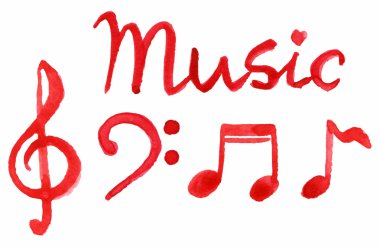 İzole vektör kırmızı notlar müzik simgesi ayarla