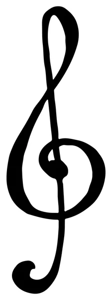 Тріблений ключ музики рука намальована каракулі ізольований вектор — стоковий вектор