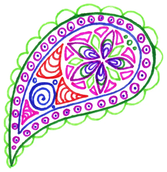 Paisley buta doodle colorido único vetor isolado — Vetor de Stock