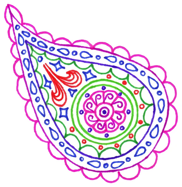 Paisley buta doodle colorido único vetor isolado — Vetor de Stock