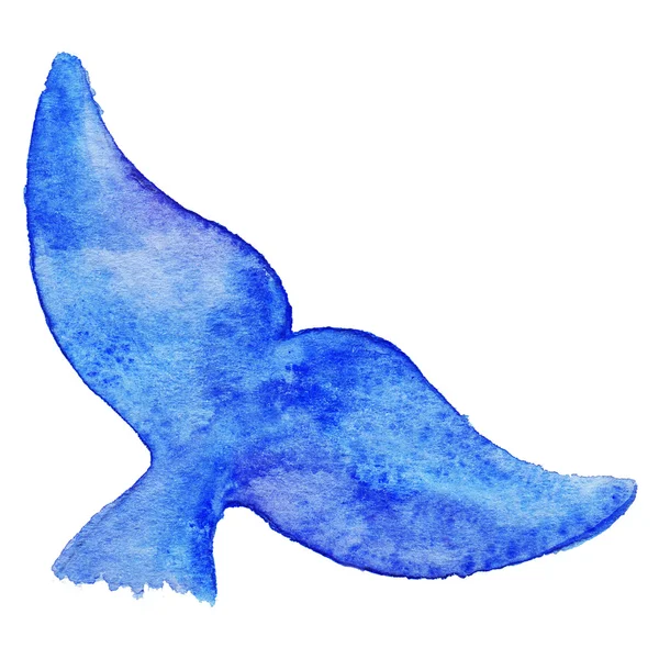Watercolor blue whale tail animal underwater isolated — Stock Photo, Image