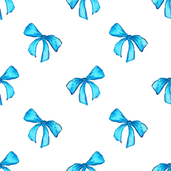 水彩蓝色青色胶带丝带礼品无缝图案纹理背景 — 图库照片