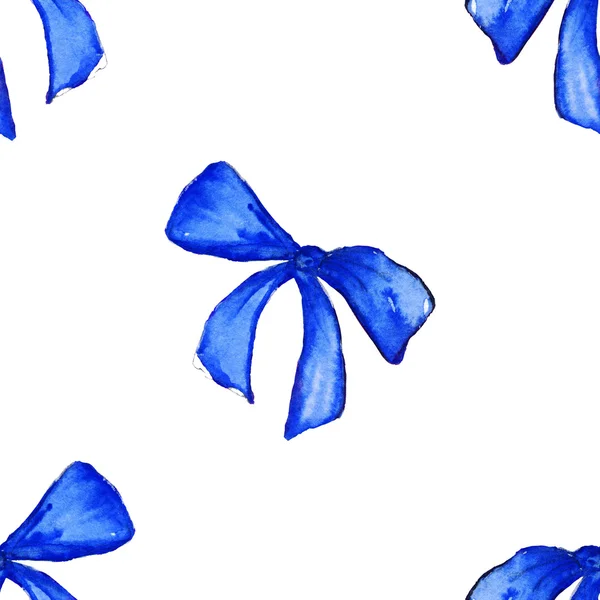 Akvarell Kék Szalag szalag ajándék varrat nélküli mintát textúra háttér — Stock Fotó