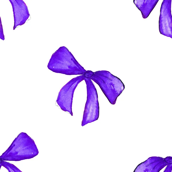Akvarell, lila, lila szalag szalag ajándék varrat nélküli mintát textúra háttér — Stock Fotó
