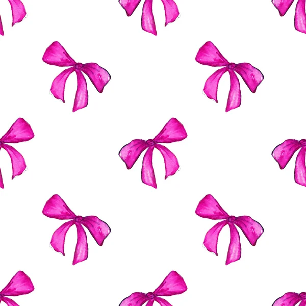 Акварель червоний малиновий рожевий лук стрічки подарунковий безшовний візерунок — стокове фото