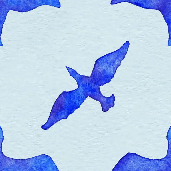 Aquarell fliegender Vogel Tier blau nahtloser Mustervektor — Stockvektor