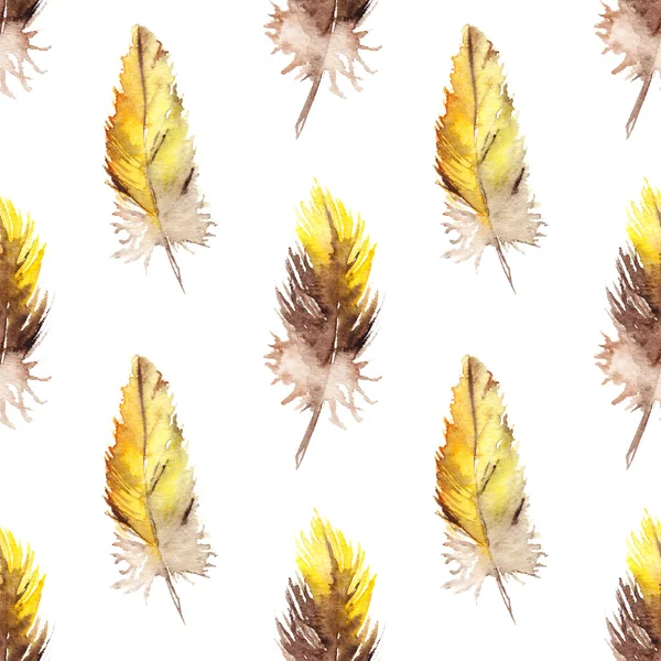 水彩的黄色鹦鹉羽毛无缝图案纹理背景 — 图库照片