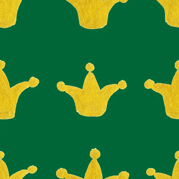 Oro corona verde dorado patrón sin costura textura fondo — Foto de Stock
