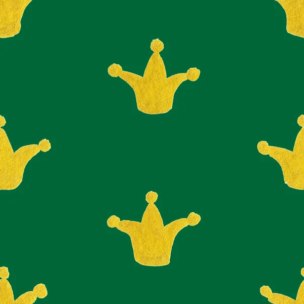 Oro corona verde dorado patrón sin costura textura fondo —  Fotos de Stock