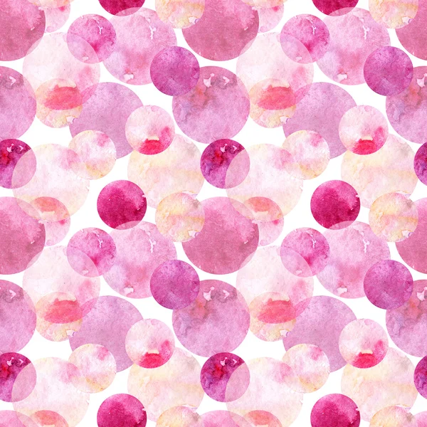 Акварель розовый кружок шар абстрактный бесшовный шаблон — стоковое фото