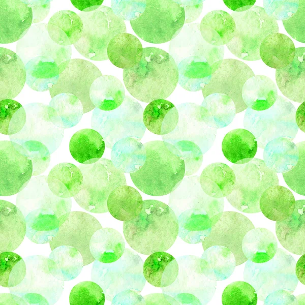 Watercolor neon green circle ball abstract seamless pattern