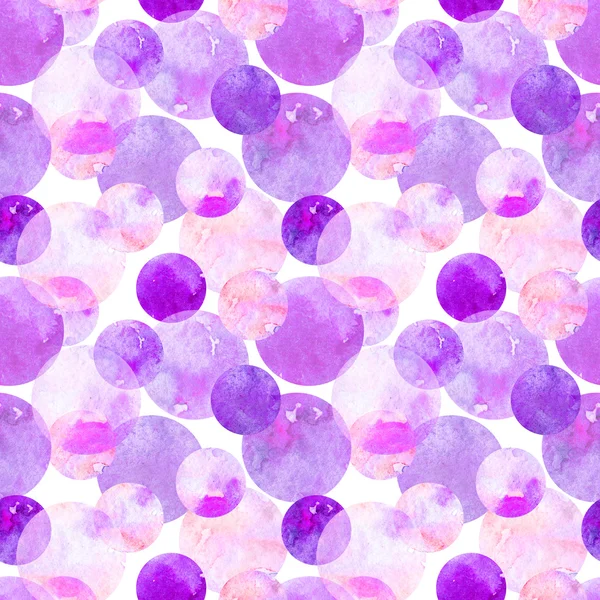 Aquarela violeta roxo círculo bola abstrato sem costura padrão — Fotografia de Stock
