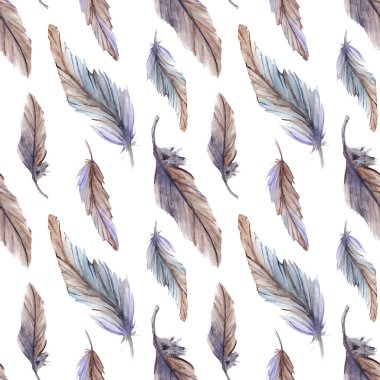 Suluboya tüy etnik boho Dikişsiz desen arka plan