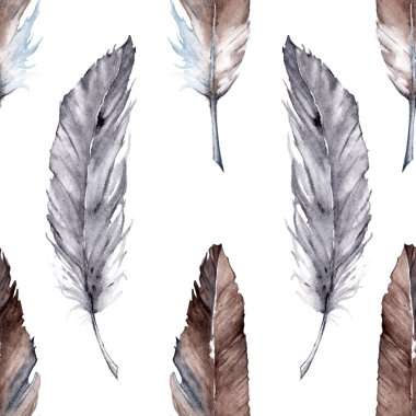 Suluboya tüy etnik boho Dikişsiz desen arka plan