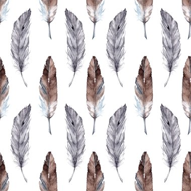 Suluboya tüy etnik boho Dikişsiz desen arka plan