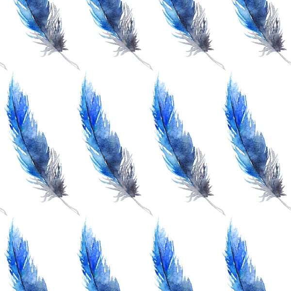 Акварель черный синий соевый перо бесшовный рисунок текстуры фона — стоковое фото