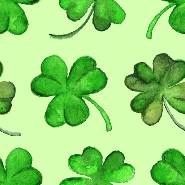 Aquarel groene klaver shamrock Saint Patrick's Day naadloze patroon — Stockfoto