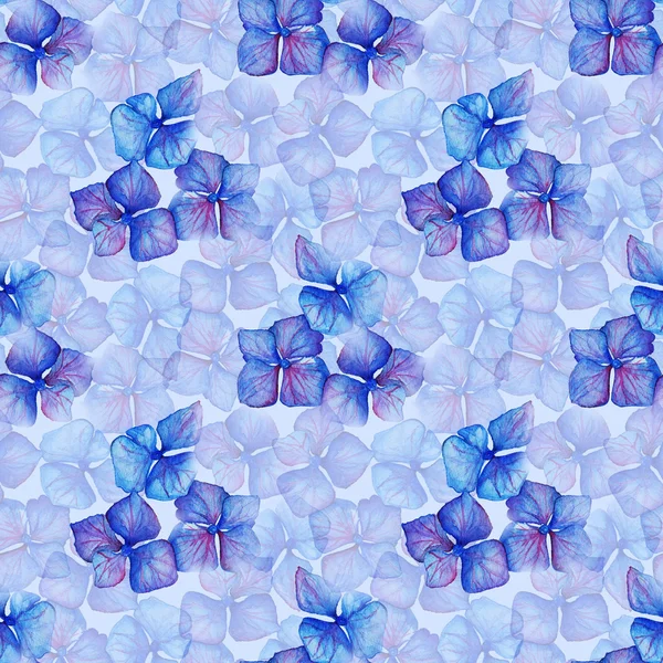 Azul violeta hortensias flores composición sin costuras patrón fondo textura — Foto de Stock