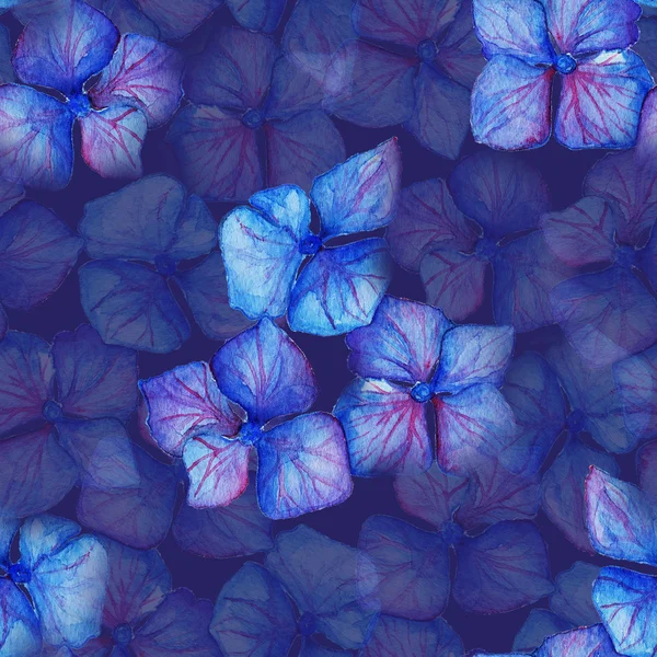 Azul violeta hortensias flores composición sin costuras patrón fondo textura —  Fotos de Stock