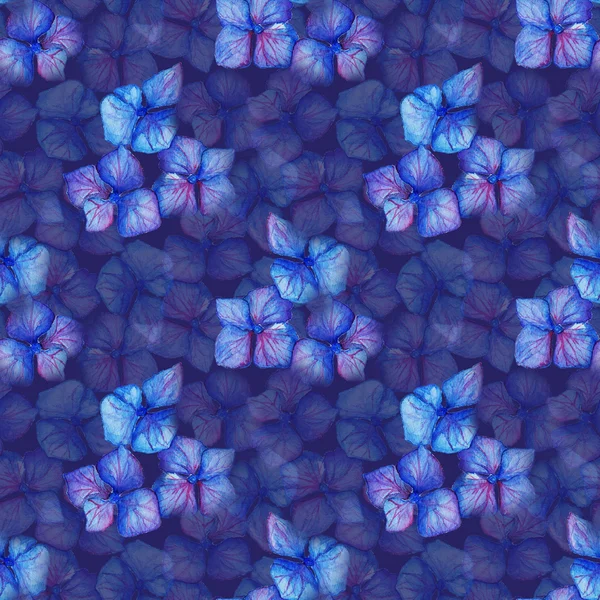 Μπλε hydrangea ιώδη λουλούδια σύνθεση χωρίς ραφή πρότυπο υφή φόντου — Φωτογραφία Αρχείου