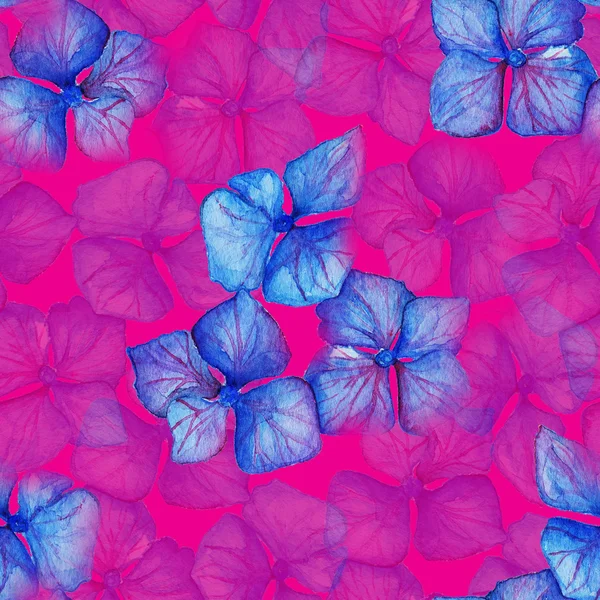 Синий фиолетовый гортензии цветочный состав бесшовный узор текстуры фона — стоковое фото