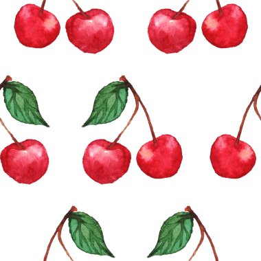 Suluboya kiraz meyveleri Dikişsiz desen doku arka plan vektör
