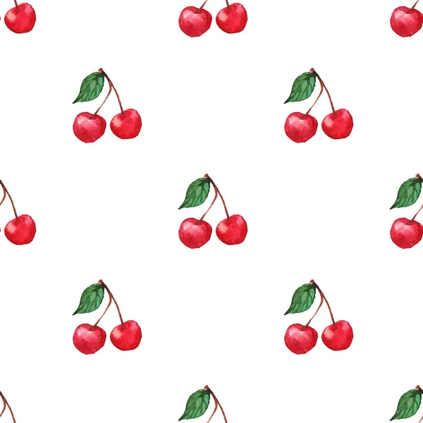 Aquarel cherry bessen naadloze patroon textuur achtergrond vector — Stockvector