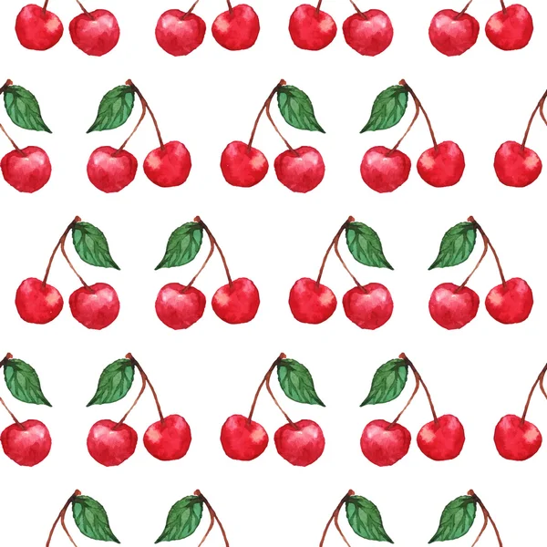 Акварельні вишневі ягоди безшовний візерунок текстури фону вектор — стоковий вектор