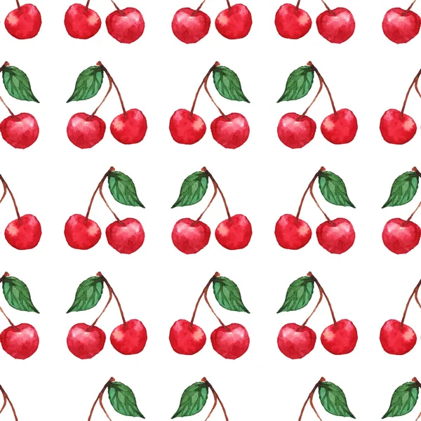 水彩桜の果実シームレス パターン テクスチャ背景ベクトル — ストックベクタ