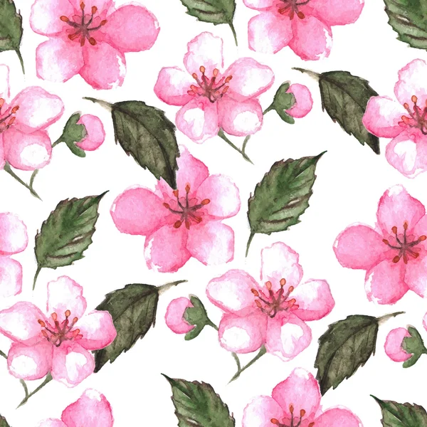 Aquarelle rose cerise sakura motif sans couture texture fond vecteur — Image vectorielle