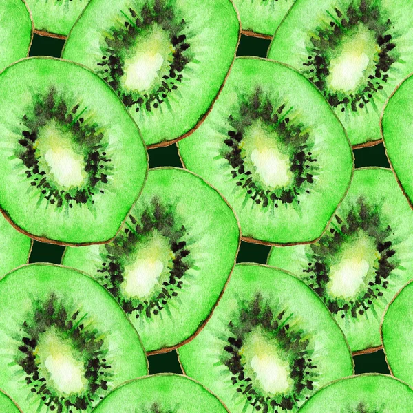 Acquerello kiwi fetta frutta senza soluzione di continuità modello texture sfondo — Foto Stock