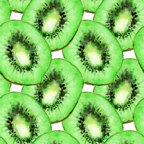 Watercolor kiwi slice fruit seamless pattern texture background — Stock Photo, Image