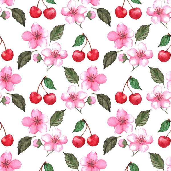 水彩桜さくらシームレス パターン テクスチャ背景ベクトル — ストックベクタ