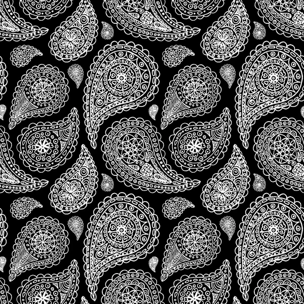 Paisley buta doodle monochrome ligne art motif sans couture — Photo