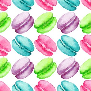 Suluboya tatlı tatlı meyve berry macaroon dikişsiz desen arka plan doku