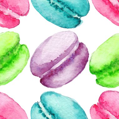 Suluboya tatlı tatlı meyve berry macaroon dikişsiz desen arka plan doku