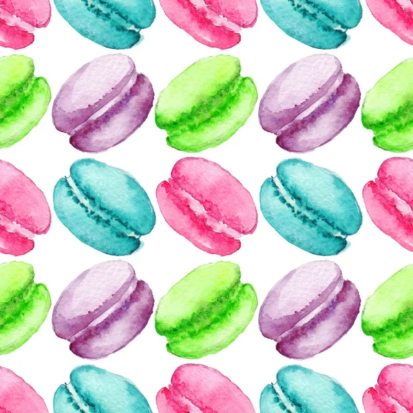 Aquarel zoete dessert fruit Berry Macaroon naadloze patroon achtergrond textuur — Stockfoto