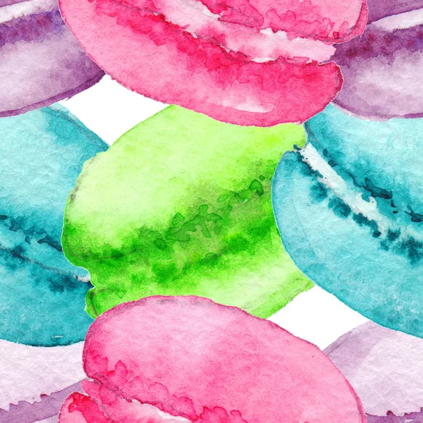 Aquarela doce sobremesa fruta baga macaroon sem costura padrão fundo textura — Fotografia de Stock