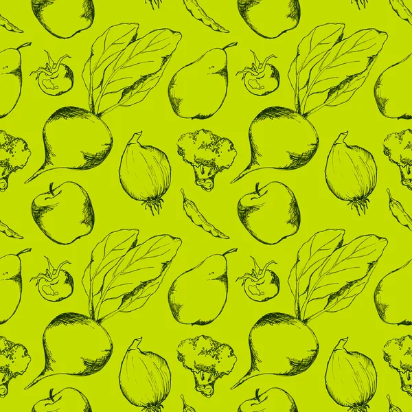 Plantaardige fruit monochroom inkt hand getrokken naadloze patroon textuur achtergrond — Stockfoto